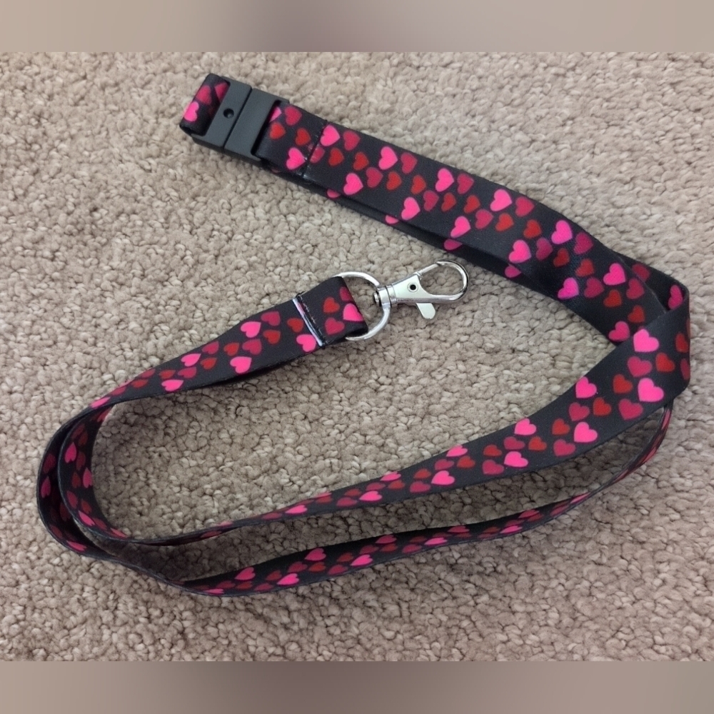 NWOT Pink & Red Heart Keychain Lanyard